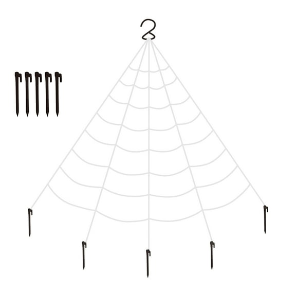 Giant Spider Web Halloween Decorations 16.5x16 FT Realistic Spider String Rope Props Fake Spider Webs Elastic Belt Trick-Or-Treat Triangular Spider Net Indoor Outdoor Yard Garden Party Favors