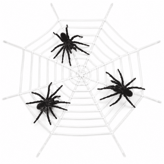 Giant Spider Web Halloween Decorations - 8.2Ft Realistic Spider String Rope Props, Round Fake Cobweb Elastic Belt for Spooky Haunted House Window Decor, Trick-or-Treat, Indoor Outdoor Party
