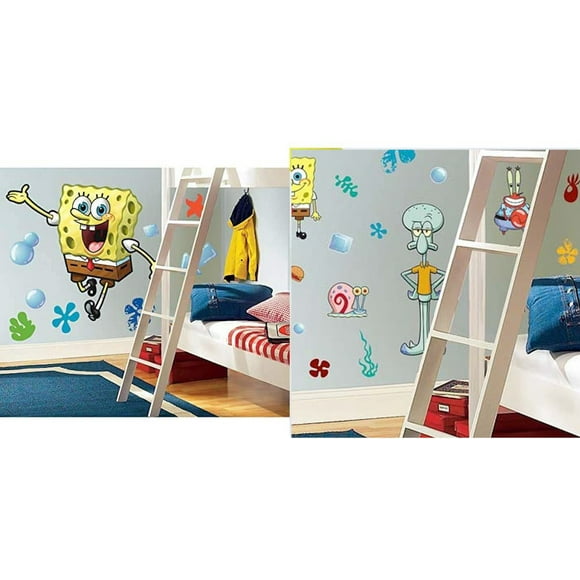 Giant Spongebob Squarepants & Spongebob Characters Peel & Stick Wall Decals Combo Set