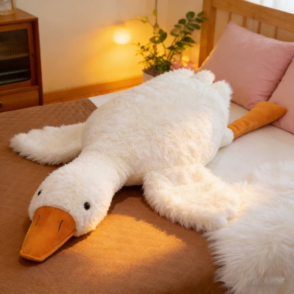 Giant Stuffed Animal Pillow Huge White Goose Plush Toy Hugging Pillow Gifts for Women Kid (75in)