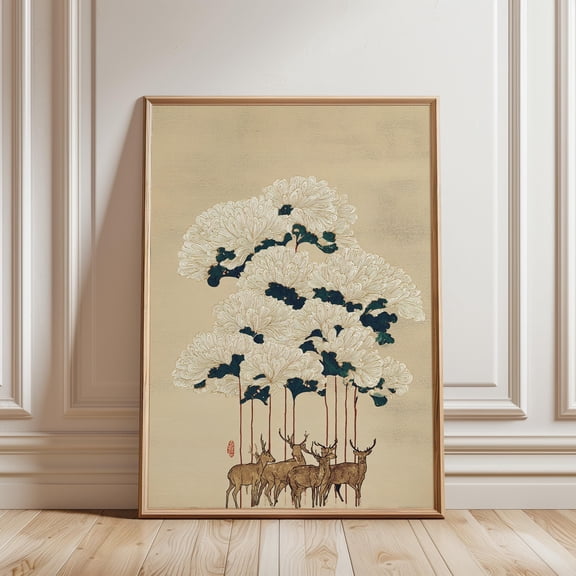 Giant Sunflower Art Print, Ukiyo-e Style, Surreal Whimsical Floral Wall Decor, Tall Yellow Flower Illustration, Unframed Botanical Poster, Poster Only