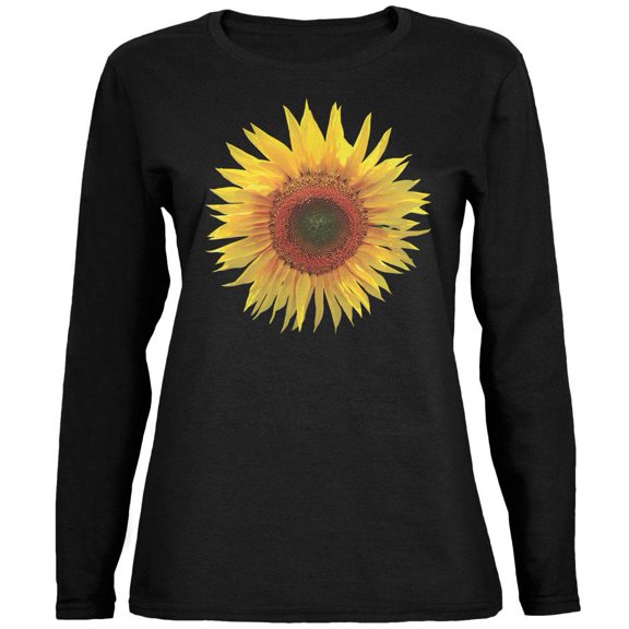 Giant Sunflower Ladies' Relaxed Jersey Long-Sleeve Tee Black 2XL