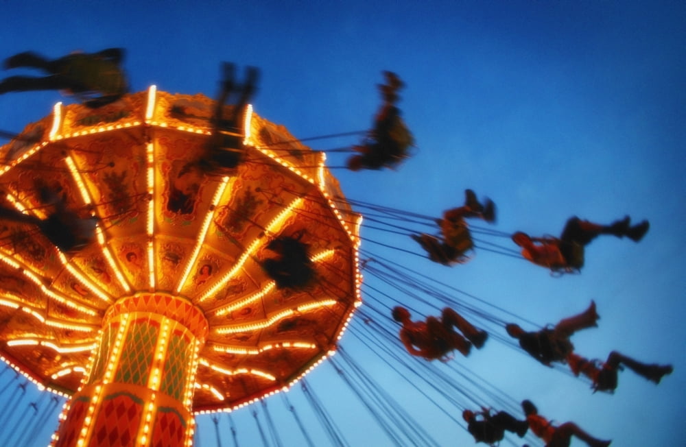 Giant Swing At An Amusement Park Canvas Art - Don Hammond Design Pics (34 x 22)
