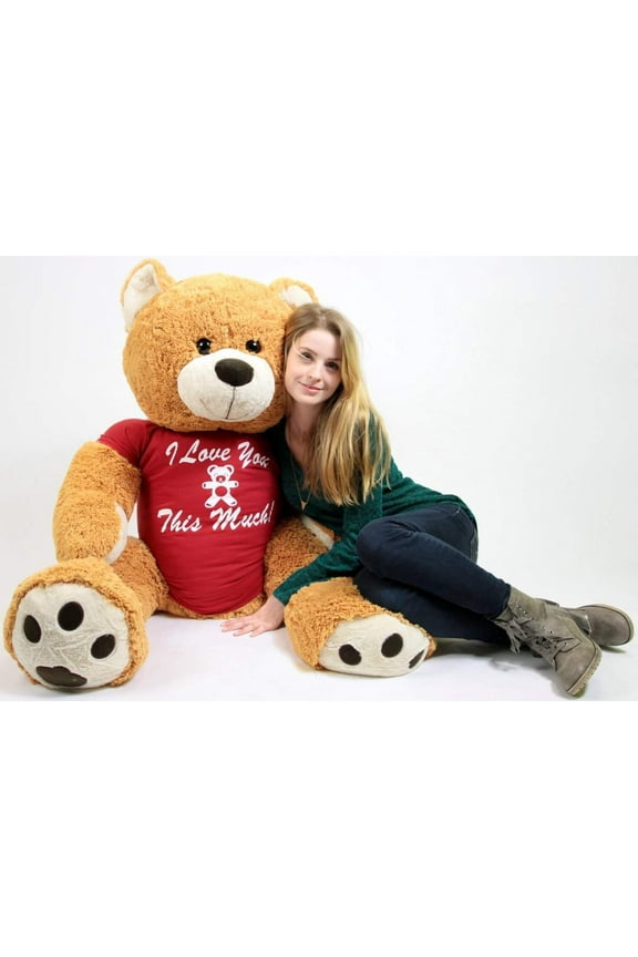 Giant Teddy Bear 5ft Fully Stuffed I Love You Giant Stuffed Animal Gift of Love Soft Huge Plush in Big Box Ready to Hug, Weighs 14 Pounds