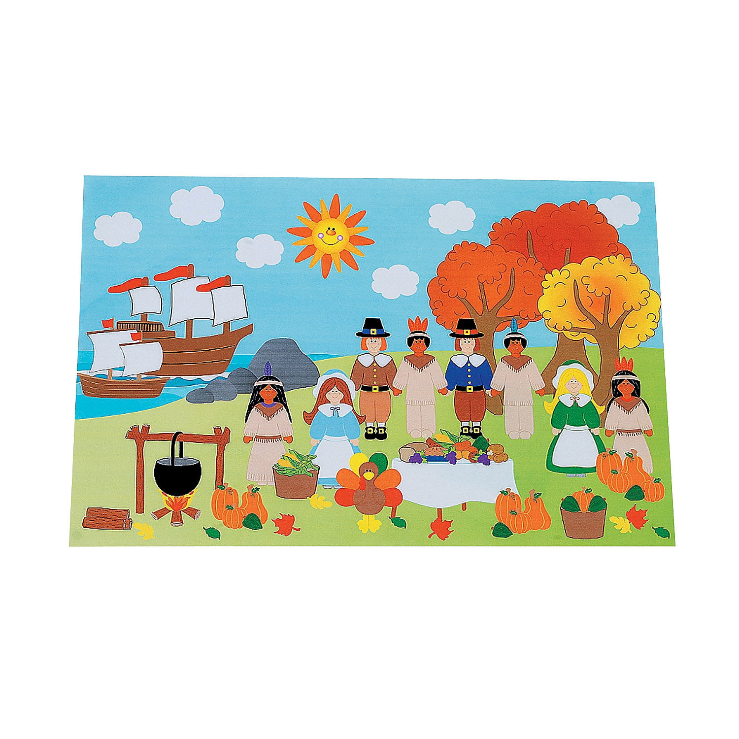 Giant Thanksgiving Sticker Scene - Stationery - 12 Pieces