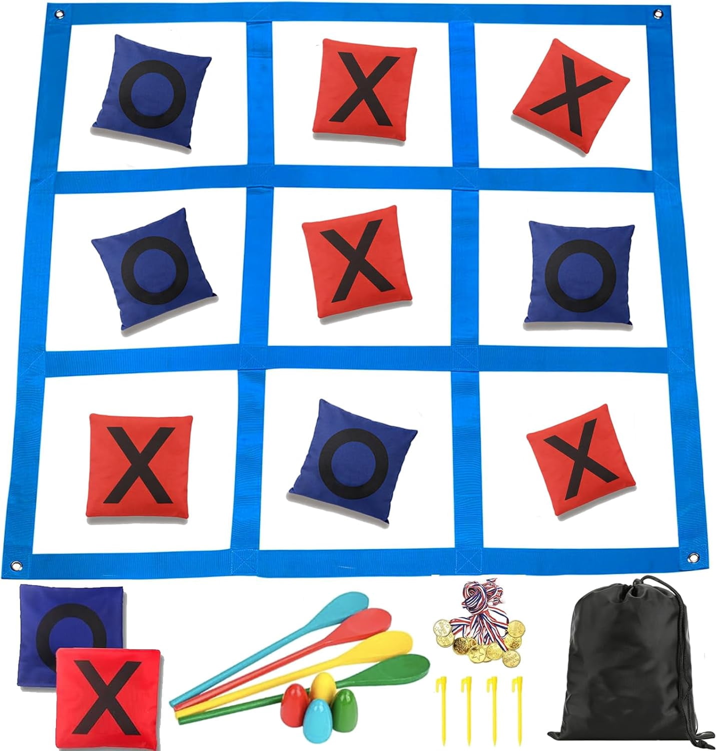 Giant Tic Tac Toe Bean Bag Toss Outdoor Games for Kids Adults Family-4X4FT Large Lawn Yard Carnival Field Day Games, Beach Backyard Camping Outside Family Reunion