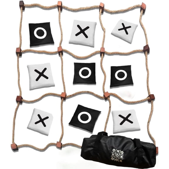 Giant Tic Tac Toe Games Outdoor | 4ft x 4ft | Bean Bag Toss Yard Outdoor Games for Kids Adults, Backyard Lawn Camping Instant Setup No Assembly Large Lawn & Backyard Fun