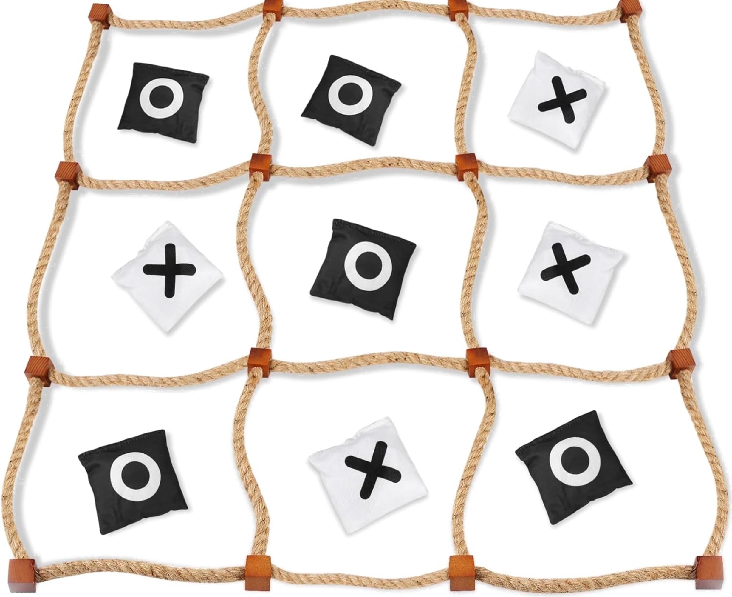 Unbranded Tic Tac Toe Bean Bag Toss Game Set - Jumbo Large 4ft x 4ft Wooden Outdoor Indoor Board with Non-Toxic Ceramic Beanbags, Easy Setup 1 Pack