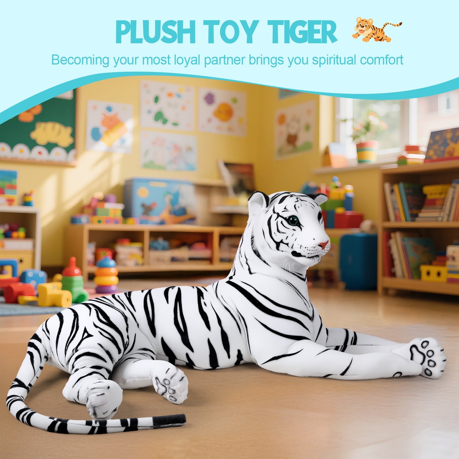 Seipola Giant Tiger Pillow, Life Size Tiger Toy, Lifesize Stuffed ...