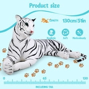 Giant Tiger Pillow, Life Size Tiger Toy, Lifesize Stuffed Animal Doll, Big Tiger Stuffed Animal, Extra Large, Plush Lifesize Tiger-130cm,White
