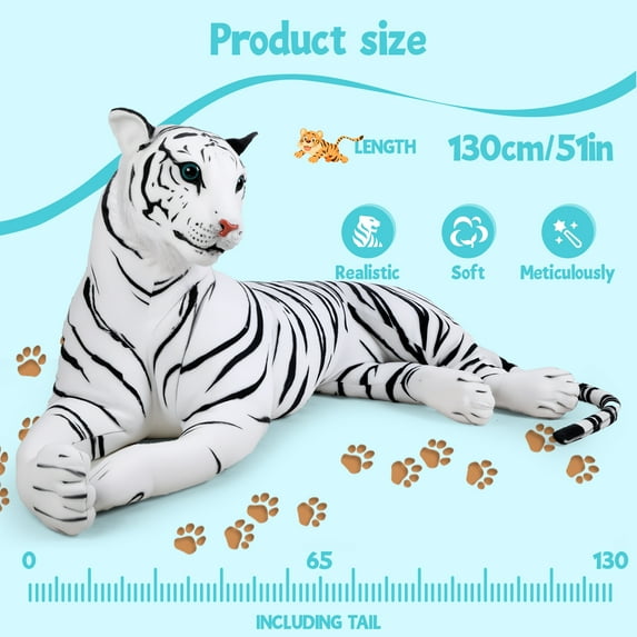 Giant Tiger Pillow, Life Size Tiger Toy, Lifesize Stuffed Animal Doll, Big Tiger Stuffed Animal, Extra Large, Plush Lifesize Tiger Lorelo
