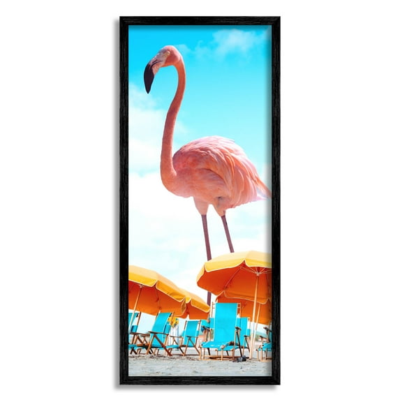 Giant Tropical Flamingo Beach Animals & Insects Graphic Art Black Framed Art Print Wall Art