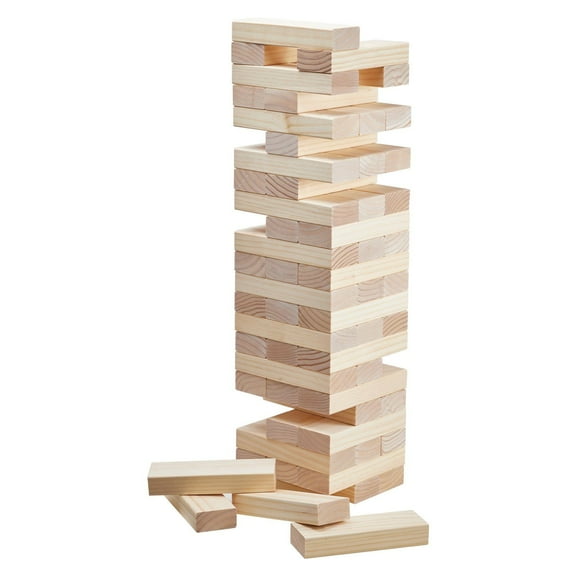 Giant Tumble Tower Game 60 Pine Wood Blocks with Storage Crate and Scoreboard Indoor Outdoor Family Stacking Game