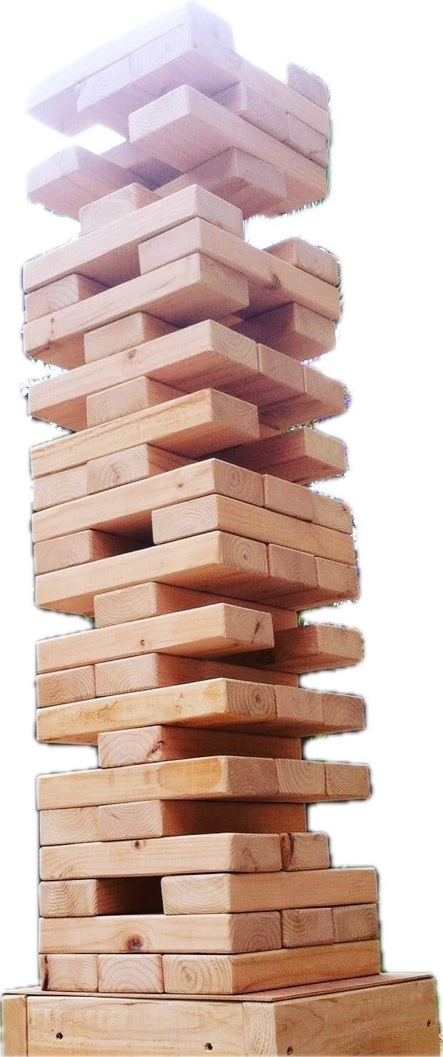 Giant Tumbling Jeng Lawn Game Play Up 5ft W/ Blocks Inc Table, Wood Yard Outdoor