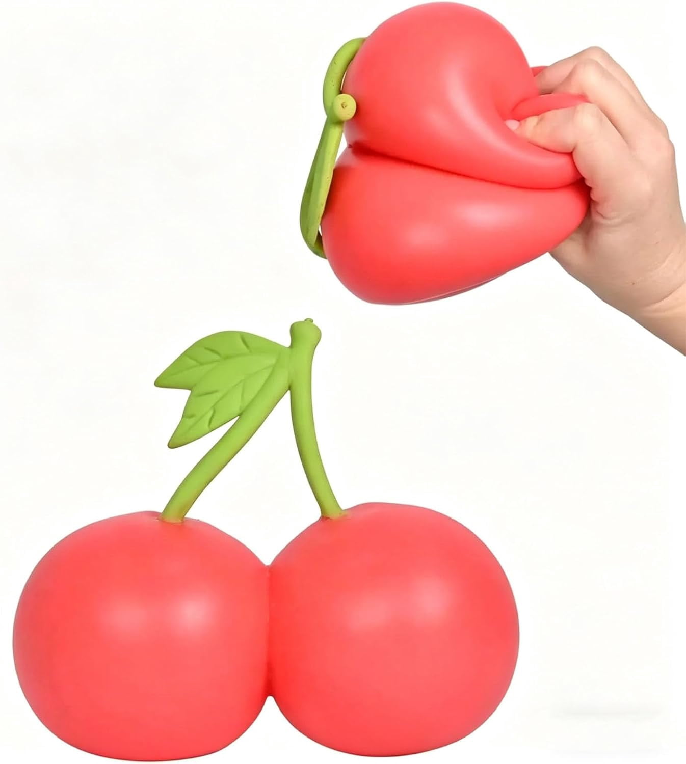 Giant Twin Cherries Stress Ball for Adults, Big Fruit Shaped Squeeze Ball, Soft Sensory Fidget for Anxiety Relief, Party Favor & Desk Relaxation(RL Adding Materials 1 PC)