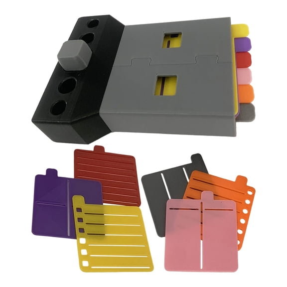 Giant USB Desk Organizer, 3.9x3.5 Inch Push Button Sticky Note Dispenser with Hidden Compartment, 4 Pen Holder Slots & 6 Drawing Stencils, Novelty Tech Gadget for Office Workspace, LJAI