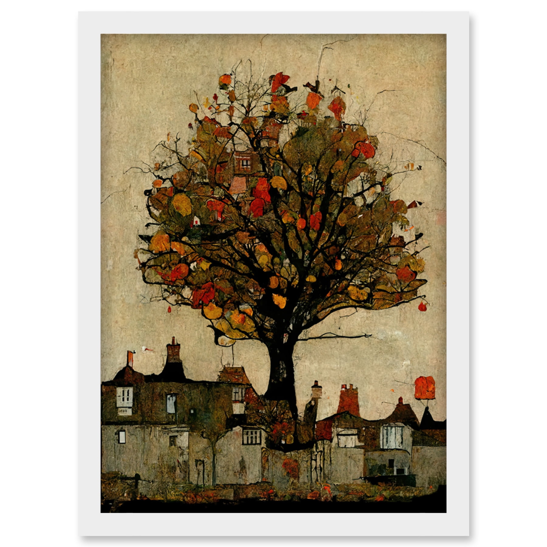 Giant Untidy Quirky Street Tree Artwork Framed Wall Art Print A4 ...