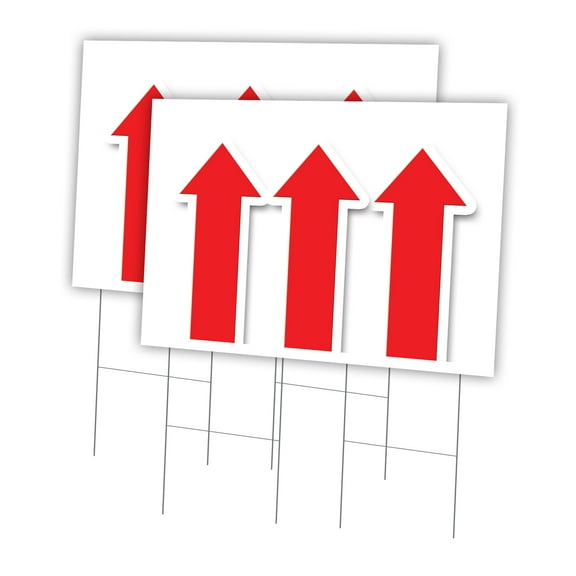 Giant Up Arrow 2 Pack Of 24" x 36" Yard Sign & Stake | Advertise Your Business | Stake Included Image On Front Only | Made in The USA