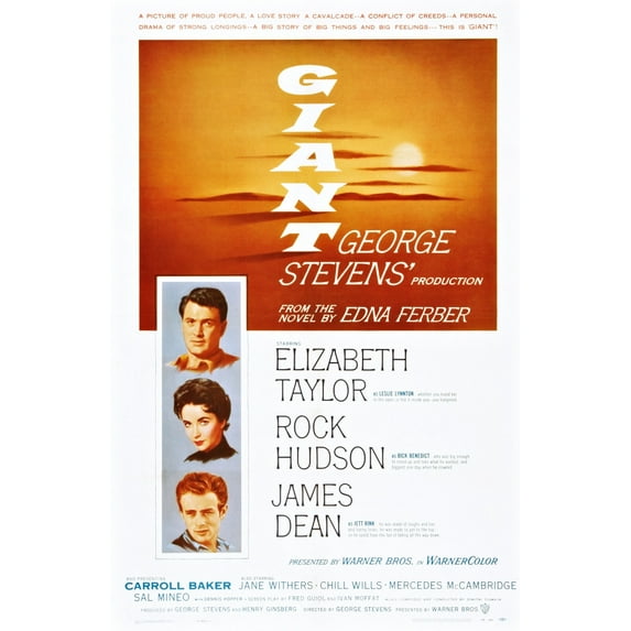 Giant Us Poster Art From Left: Elizabeth Taylor Rock Hudson James Dean 1956 Movie Poster Masterprint (11 x 17)