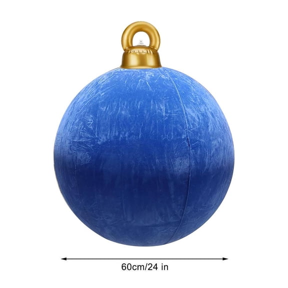 Giant Velvet Christmas Inflatable Ball Ornament - 18/24 Flocked PVC Blow-Up Xmas Bauble for Outdoor & Indoor Holiday Decor, Perfect for Lawn, Yard, Tree, Porch Decoration (3PCS 24 inches Sets H)