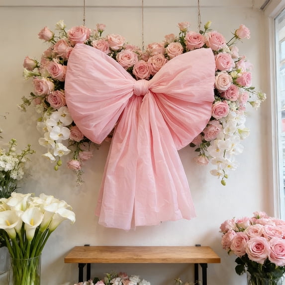 Giant Wall Decor Bow Set, Home Decoration 1-Piece Pre-Made Bow