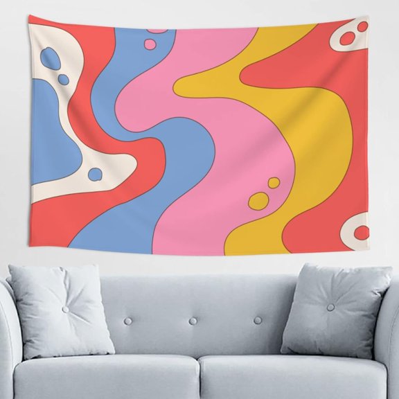 Giant Wave Seamless Map Wall Tapestry Hanging 60 x 40 Inch for Bedroom Living Room Dorm Decoration