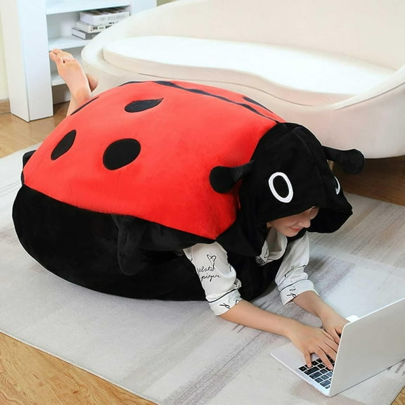 Giant Wearable Ladybug Pillow, Cute Warm Wearable Ladybug Plush Pillow with Shell Design, Soft PP Cotton Filling for Nap, Travel, Home Decor