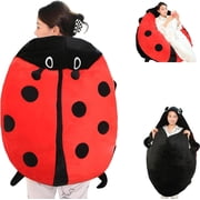 Giant Wearable Ladybug Pillow, Removable Oversized Decorative Pillows,Giant Ladybug Stuffed Animal with Soft Shells for Kids and Adults Release Stress,Christmas Pillows Home Decorative