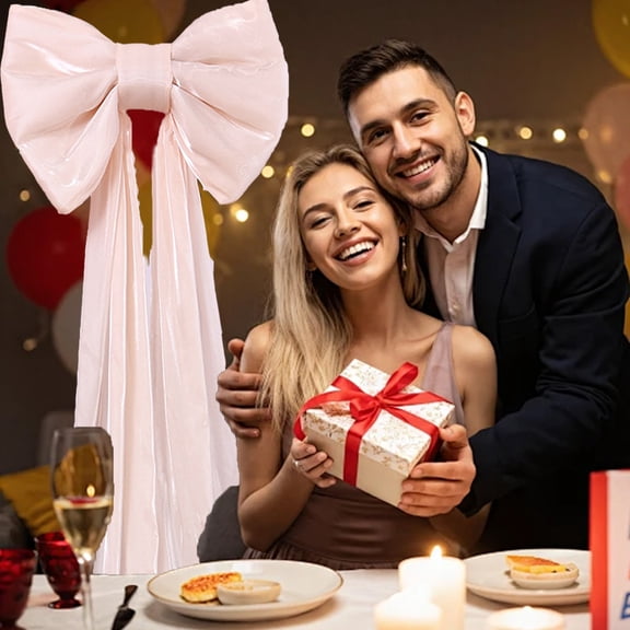 Giant Wedding Pew Bows with Long Tails Big Satin Ribbon Bow for Wedding Birthday Party Backdrop Wall Christmas Tree Decor Bridal Shower Reception Ceremony