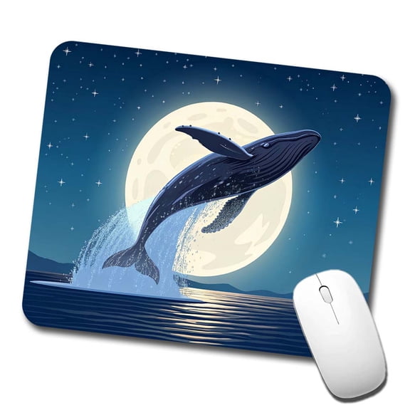 Giant Whale Leaping Over Ocean Night Mouse Pad Low Profile Gaming Mat