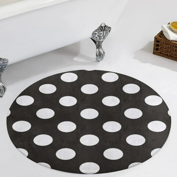 Giant White And Dark Grey Polka Dot Pattern Round Carpet Circle Rug Outdoor Patio Area Rug Washable Large Area Rugs Hallway Room Decor Fitness Mats