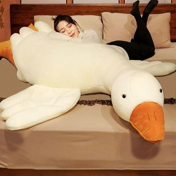 Giant White Goose Plush-63 in Soft Furry Swan Stuffed Animal Pillow,Huge Plush Hugging Pillow Gifts for Every Age (63 in)