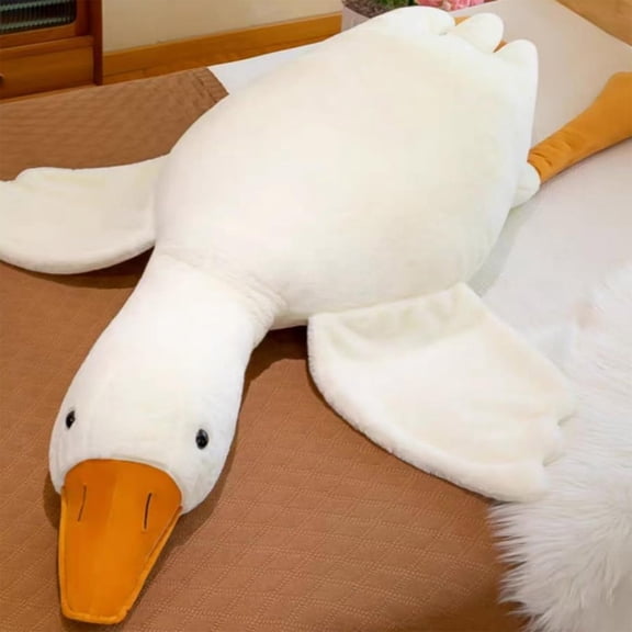 Giant White Goose Plush Pillow, Soft Fluffy Stuffed Animal for Cuddling & Napping, Large Hugging Pillow, Home Decor for Bedroom Decor, Sofa Cushion, Birthday Gifts for Kids & Adults (A-19.7in)
