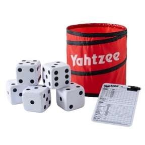 Giant Yahtzee 5 Giant Foam Dice, Pop-up rolling Bucket, and Classic Dry Erase Scorecard with Marker