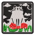 thumbnail image 1 of Giant Yule Cat Looming Over Village Christmas Applique Multi-Color Embroidered Hook & Loop Patch - 2.0 Inch Mini, 1 of 5