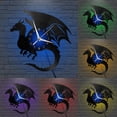 thumbnail image 1 of Giant dragon Vinyl Record Wall Clock for Kitchen Wall Decor Wall Art Gift for Lover Gift Idea for a Best Friend(B,with LED), 1 of 6