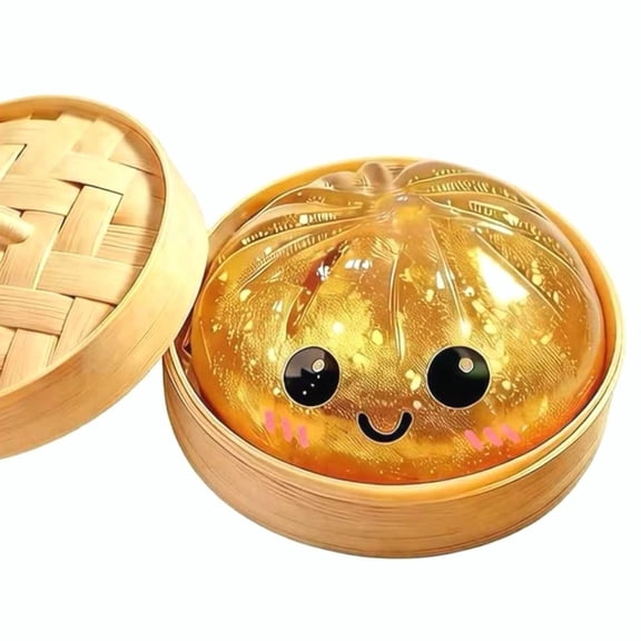 Giant dumpling stress ball, big steamed bun plush pillow fidget toy for kids adults relief.