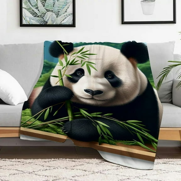 Giant panda Home Leisure Flannel Blanket, Flannel Lightweight Blanket, Warm Cozy Decorative Blanket Decor Gift Multifunctional gift blanket for sofas, travel, camping, beds and chairs.