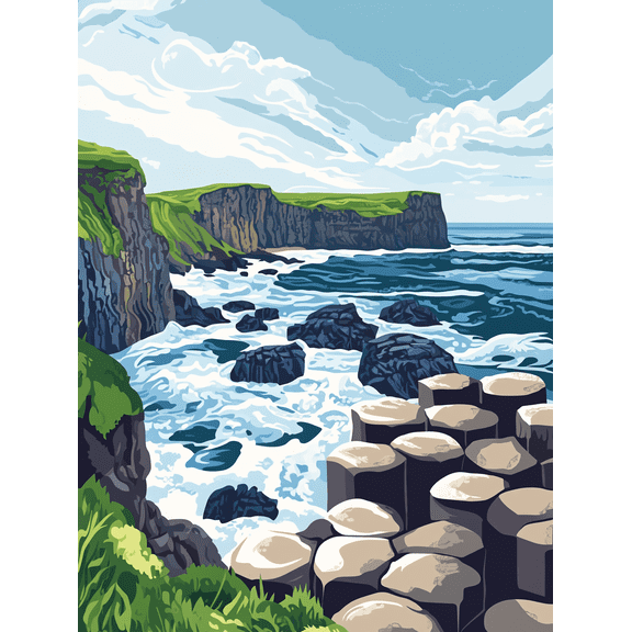 Giant's Causeway Coastal Landscape Canvas Print/Wall Art Perfect for Living Room Bedroom Office Hotel and Gallery Wall Decor.