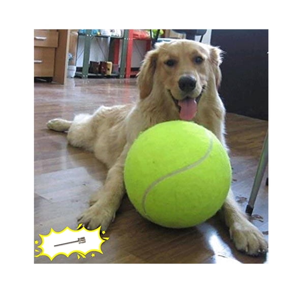 Giant tennis ball for dogs, large dog toy for outdoor play, durable rubber ball for fetch training, interactive pet toy for parks and yards, yellow, 9.5 inch