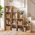 thumbnail image 1 of Giantex 10-Cube Bookcase, Wooden Display Shelf w/Anti-Tipping Kits, Natural, 1 of 6