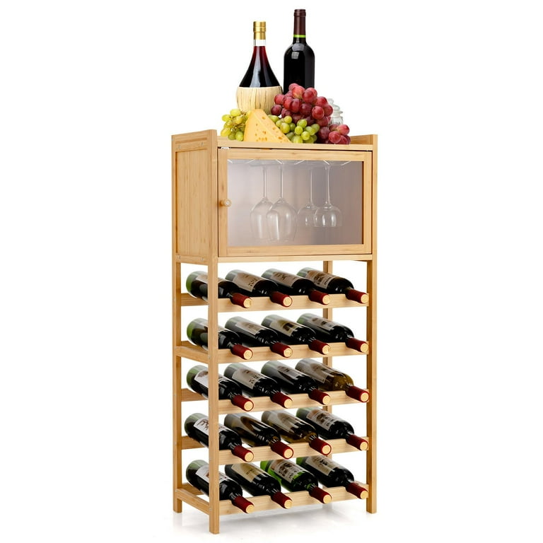 Giantex Wine Bar Cabinet, Wine Racks for 18 Bottles, Glass Holder