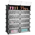 thumbnail image 1 of Giantex 12-Compartment Shoe Rack, Stackable Shoe Unit Box Organizer with Doors, Space Saving Modular Rectangular Cube Storage, 1 of 8