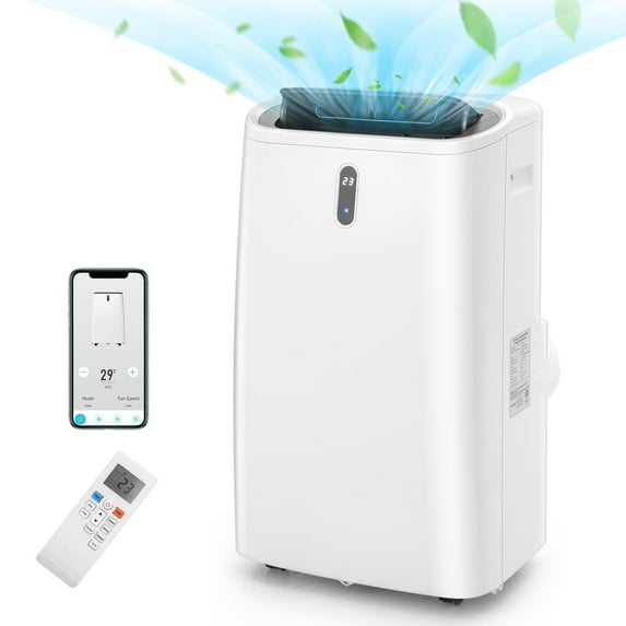 4-in-1 Portable Air Conditioner w/Remote Control, 14000 BTU AC Unit w/Cool, Heat, Fan, Dry & Sleep Mode, 24H Timer, Smart Phone Control, Cools Up to 700 sq.ft, Air Cooler w/Window Kit