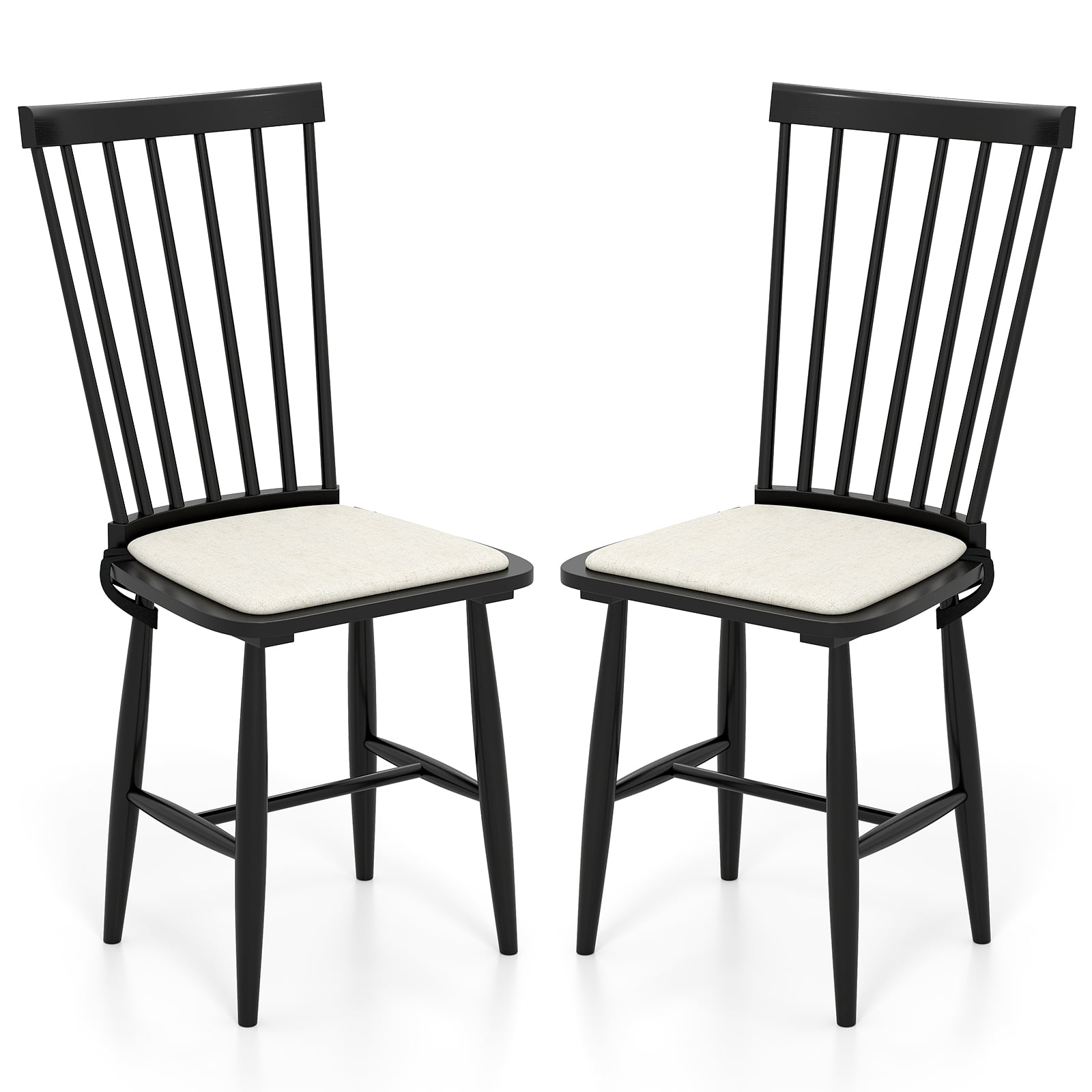 Giantex 2 Piece Windsor Dining Chair Set w/Removable Padded