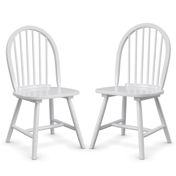 Giantex 2-Piece Windsor Dining Chairs, Heavy-Duty Rubber Wood Kitchen Side Chairs, White