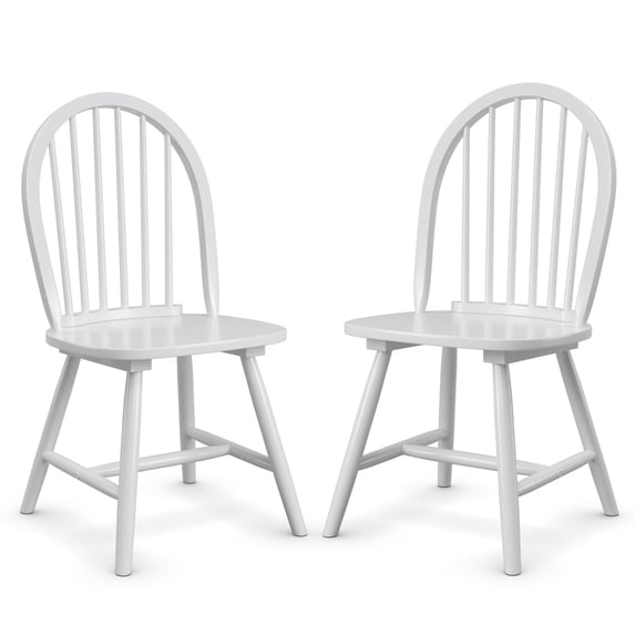Giantex 2-Piece Windsor Dining Chairs, Heavy-Duty Rubber Wood Kitchen Side Chairs, White