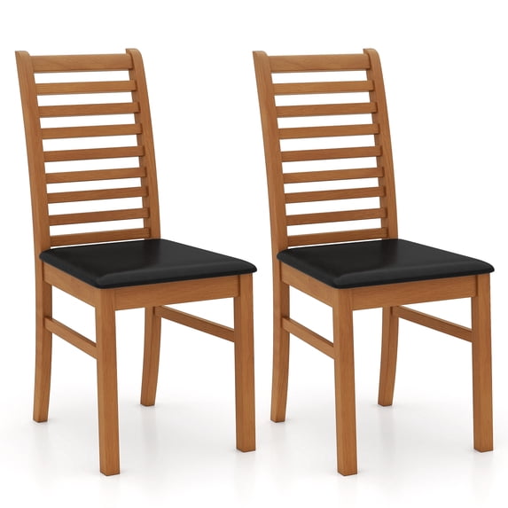 Giantex 2-Piece Wooden Dining Chair Set, Mid-Century Modern Chairs w/ Padded Seat High Curved Back, Brown