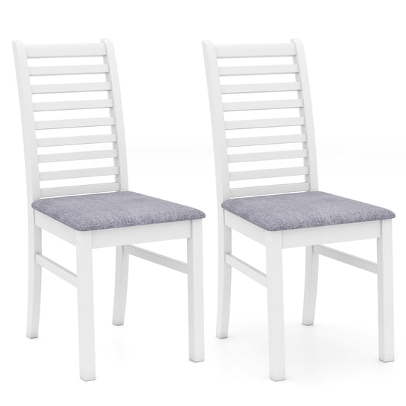 Giantex 2-Piece Wooden Dining Chair Set, Mid-Century Modern Chairs w/ Padded Seat High Curved Back, White