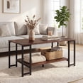 thumbnail image 1 of Giantex 2 Tier Coffee Table, Living Room Center Table w/Metal Frame, Accent Table, Rustic Brown, 1 of 9